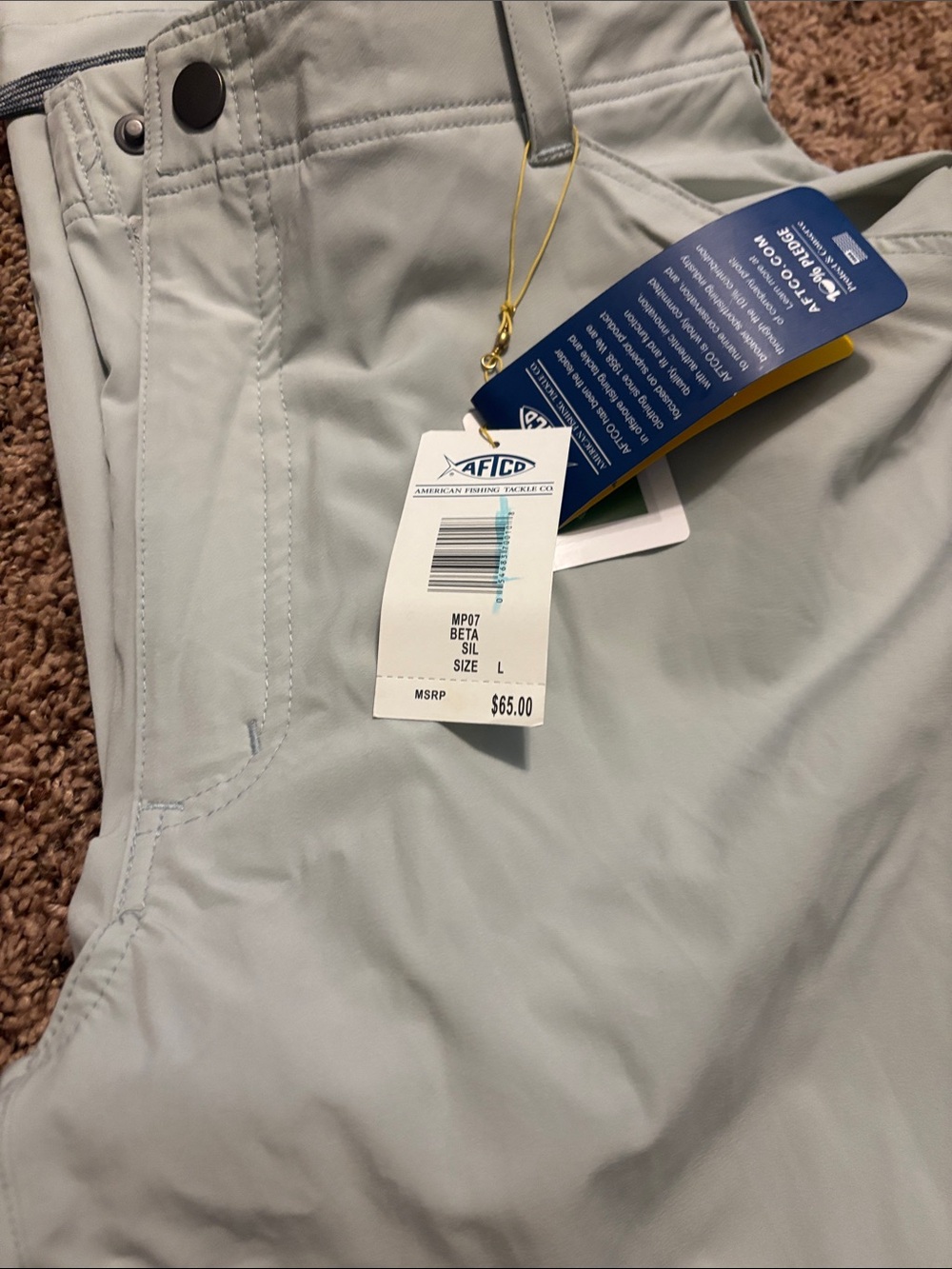 AFTCO Beta Lightweight Men’s Pants in Silver